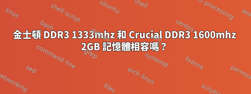 金士頓 DDR3 1333mhz 和 Crucial DDR3 1600mhz 2GB 記憶體相容嗎？