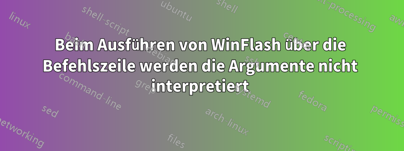 Beim Ausführen von WinFlash über die Befehlszeile werden die Argumente nicht interpretiert