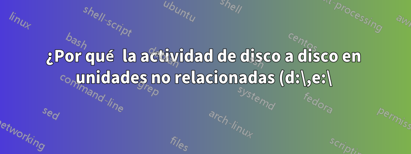 ¿Por qué la actividad de disco a disco en unidades no relacionadas (d:\,e:\) retrasa el sistema (a través de c:\) Win10?