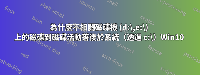 為什麼不相關磁碟機 (d:\,e:\) 上的磁碟到磁碟活動落後於系統（透過 c:\）Win10