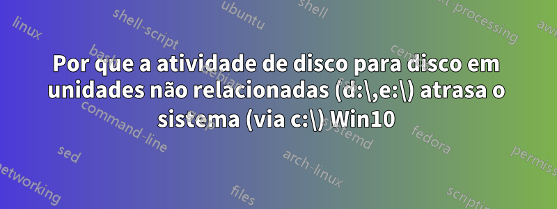 Por que a atividade de disco para disco em unidades não relacionadas (d:\,e:\) atrasa o sistema (via c:\) Win10