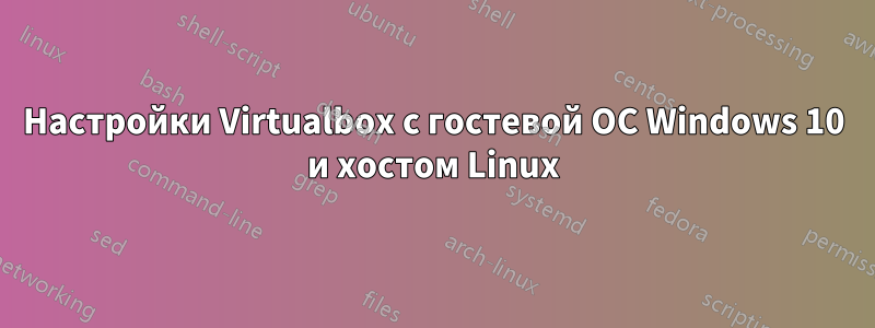 Настройки Virtualbox с гостевой ОС Windows 10 и хостом Linux