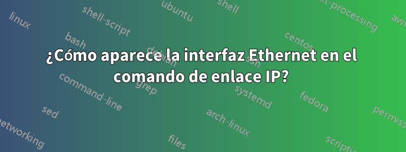 ¿Cómo aparece la interfaz Ethernet en el comando de enlace IP?