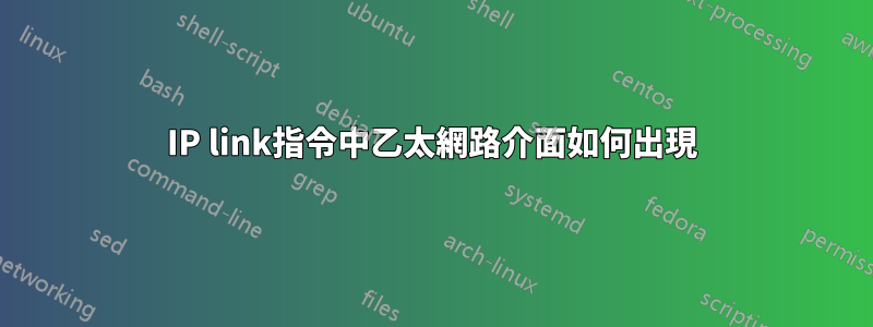 IP link指令中乙太網路介面如何出現