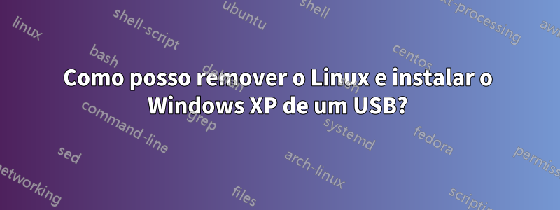 Como posso remover o Linux e instalar o Windows XP de um USB?