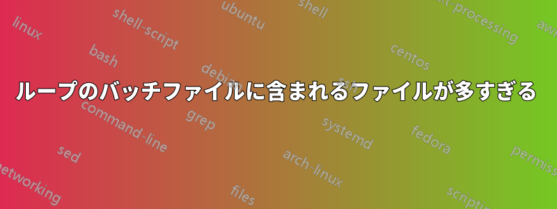 ループのバッチファイルに含まれるファイルが多すぎる