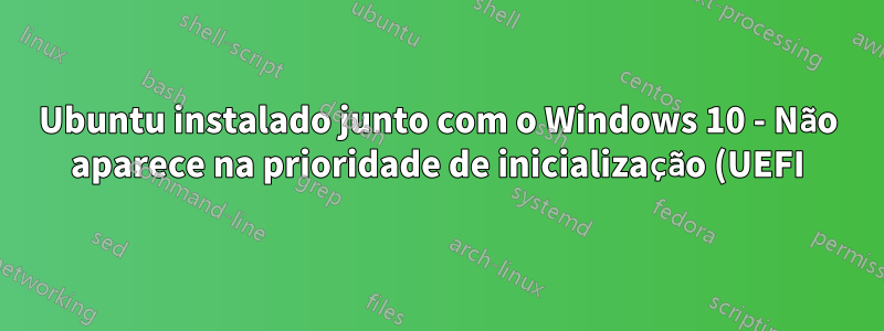 Ubuntu instalado junto com o Windows 10 - Não aparece na prioridade de inicialização (UEFI)