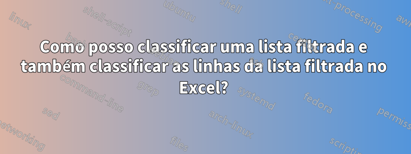 Como posso classificar uma lista filtrada e também classificar as linhas da lista filtrada no Excel?