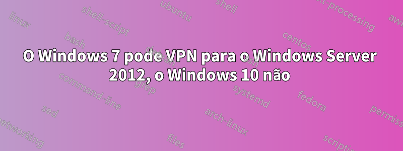 O Windows 7 pode VPN para o Windows Server 2012, o Windows 10 não