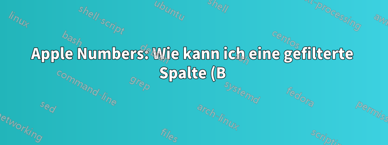 Apple Numbers: Wie kann ich eine gefilterte Spalte (B) mit ausschließlich eindeutigen Werten aus Spalte (A) erstellen?