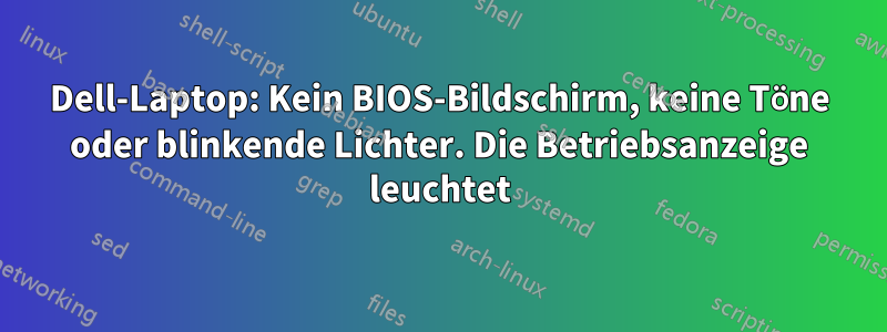 Dell-Laptop: Kein BIOS-Bildschirm, keine Töne oder blinkende Lichter. Die Betriebsanzeige leuchtet