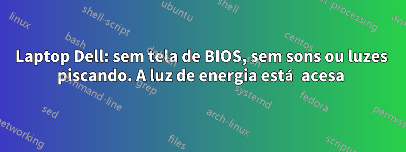 Laptop Dell: sem tela de BIOS, sem sons ou luzes piscando. A luz de energia está acesa