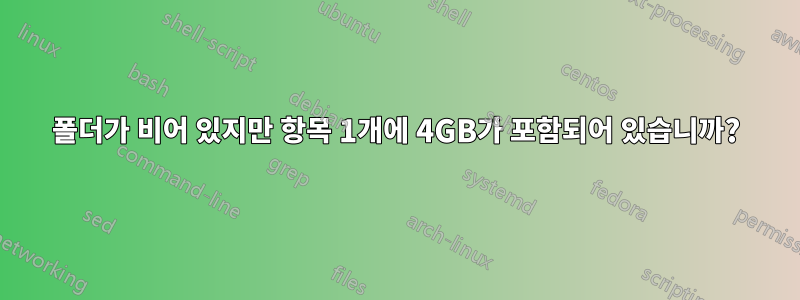 폴더가 비어 있지만 항목 1개에 4GB가 포함되어 있습니까?