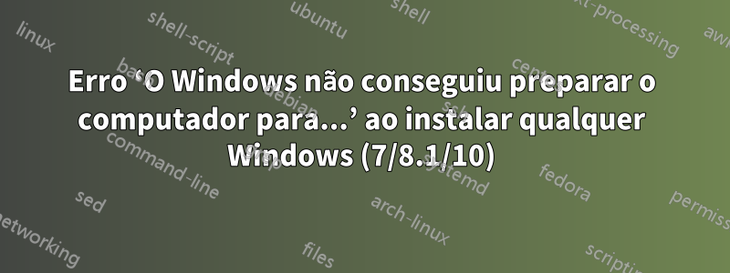 Erro ‘O Windows não conseguiu preparar o computador para...’ ao instalar qualquer Windows (7/8.1/10)