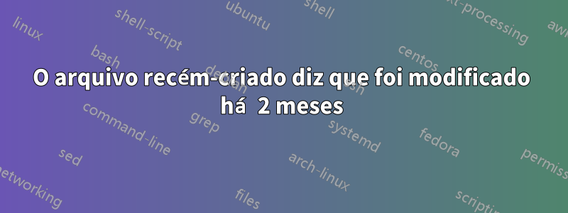 O arquivo recém-criado diz que foi modificado há 2 meses