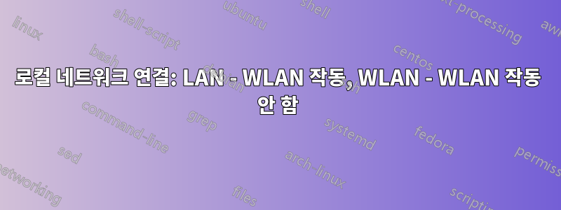 로컬 네트워크 연결: LAN - WLAN 작동, WLAN - WLAN 작동 안 함