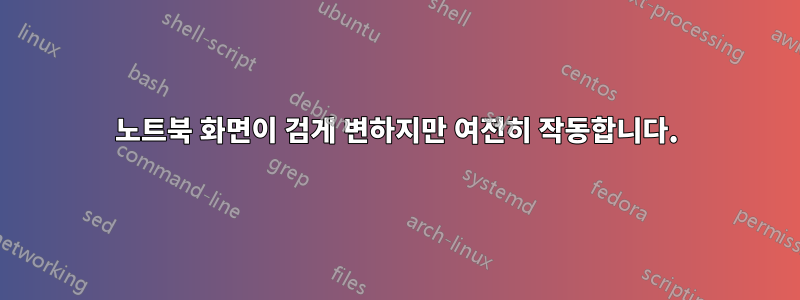 노트북 화면이 검게 변하지만 여전히 작동합니다.