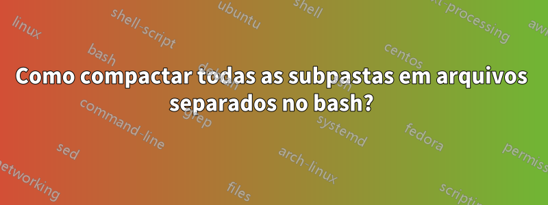 Como compactar todas as subpastas em arquivos separados no bash?