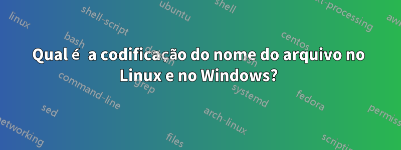 Qual é a codificação do nome do arquivo no Linux e no Windows?