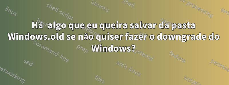 Há algo que eu queira salvar da pasta Windows.old se não quiser fazer o downgrade do Windows?