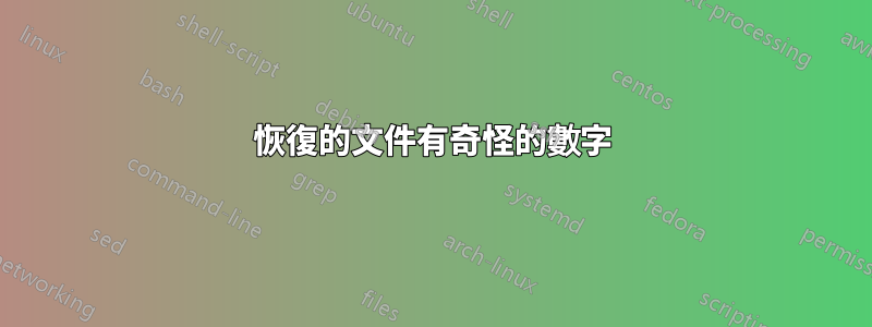 恢復的文件有奇怪的數字