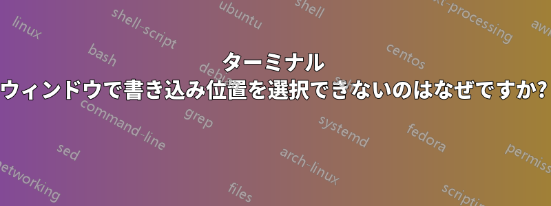 ターミナル ウィンドウで書き込み位置を選択できないのはなぜですか? 