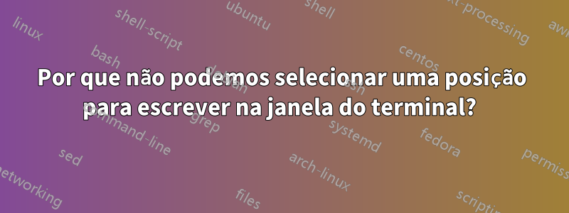 Por que não podemos selecionar uma posição para escrever na janela do terminal? 