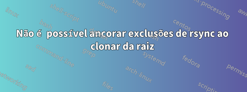 Não é possível ancorar exclusões de rsync ao clonar da raiz