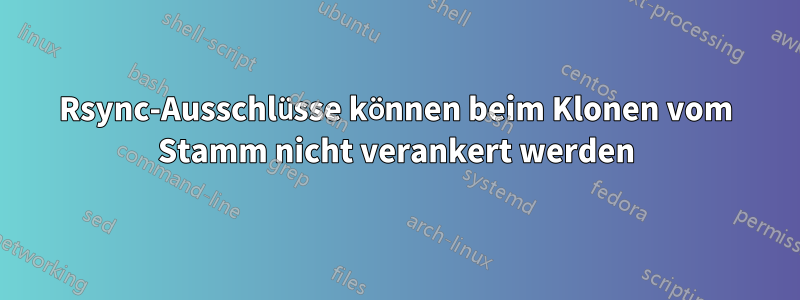 Rsync-Ausschlüsse können beim Klonen vom Stamm nicht verankert werden