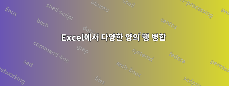 Excel에서 다양한 양의 행 병합