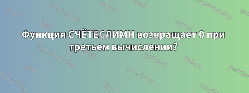 Функция СЧЁТЕСЛИМН возвращает 0 при третьем вычислении?