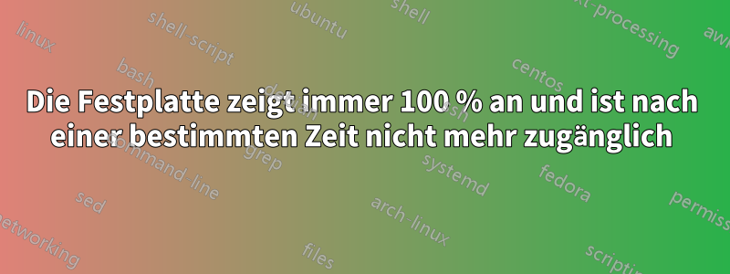 Die Festplatte zeigt immer 100 % an und ist nach einer bestimmten Zeit nicht mehr zugänglich