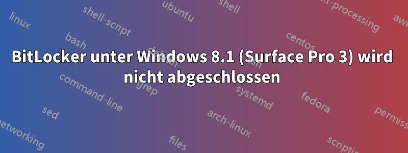 BitLocker unter Windows 8.1 (Surface Pro 3) wird nicht abgeschlossen