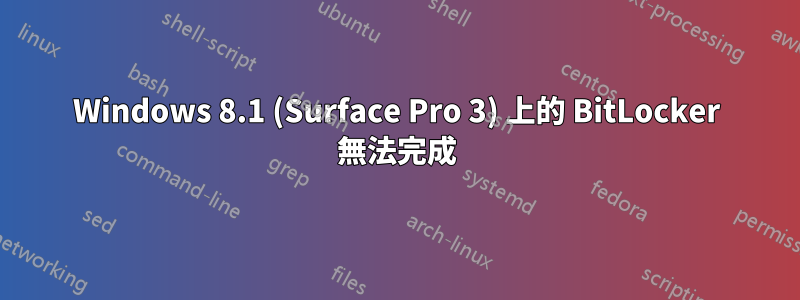 Windows 8.1 (Surface Pro 3) 上的 BitLocker 無法完成