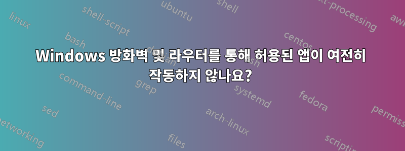 Windows 방화벽 및 라우터를 통해 허용된 앱이 여전히 작동하지 않나요?