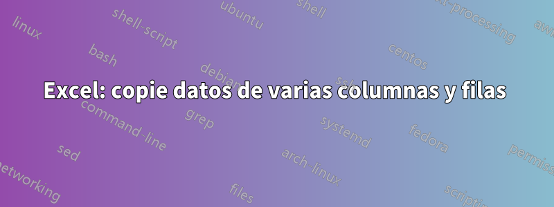 Excel: copie datos de varias columnas y filas