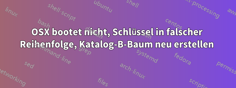 OSX bootet nicht, Schlüssel in falscher Reihenfolge, Katalog-B-Baum neu erstellen