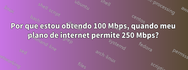 Por que estou obtendo 100 Mbps, quando meu plano de internet permite 250 Mbps?