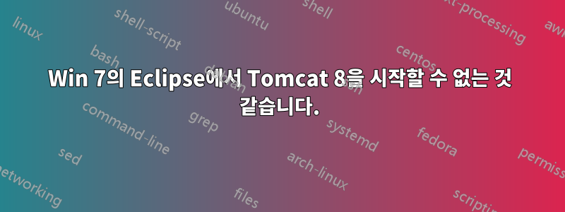 Win 7의 Eclipse에서 Tomcat 8을 시작할 수 없는 것 같습니다.