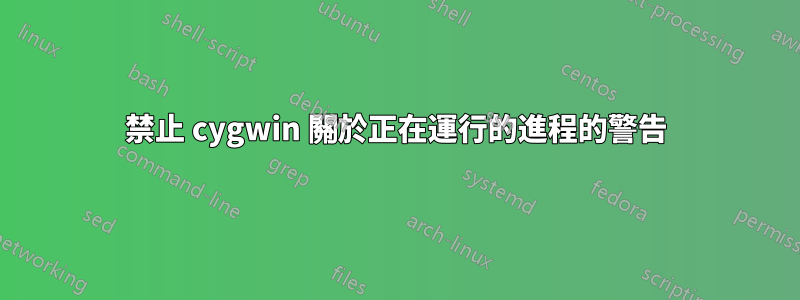 禁止 cygwin 關於正在運行的進程的警告