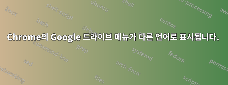 Chrome의 Google 드라이브 메뉴가 다른 언어로 표시됩니다.