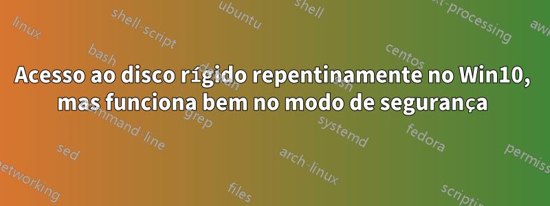 Acesso ao disco rígido repentinamente no Win10, mas funciona bem no modo de segurança