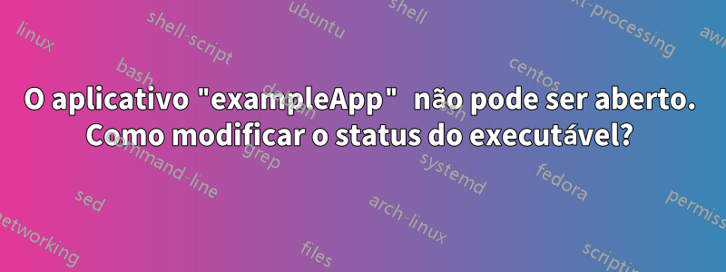 O aplicativo "exampleApp" não pode ser aberto. Como modificar o status do executável?