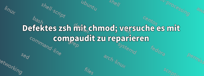 Defektes zsh mit chmod; versuche es mit compaudit zu reparieren