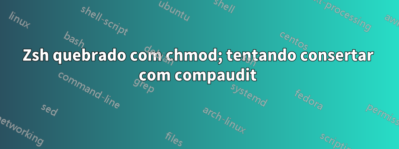 Zsh quebrado com chmod; tentando consertar com compaudit