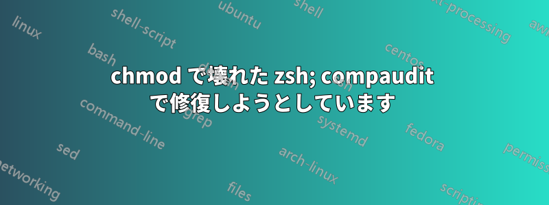 chmod で壊れた zsh; compaudit で修復しようとしています