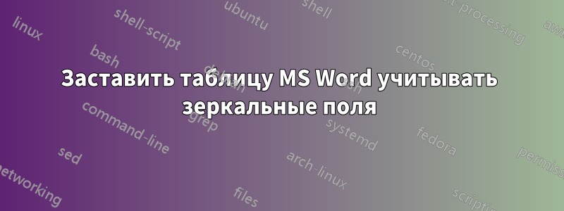 Заставить таблицу MS Word учитывать зеркальные поля