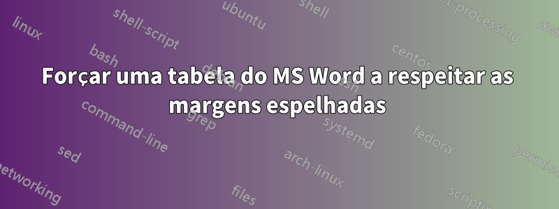 Forçar uma tabela do MS Word a respeitar as margens espelhadas