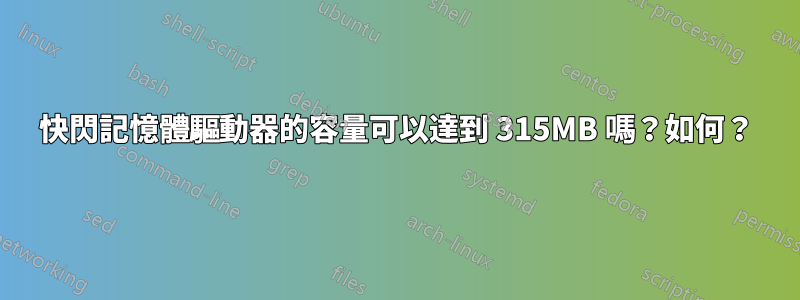 快閃記憶體驅動器的容量可以達到 315MB 嗎？如何？