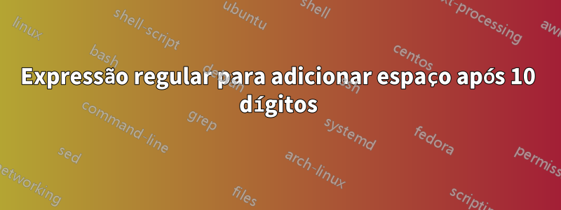 Expressão regular para adicionar espaço após 10 dígitos